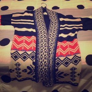 Pink blue white sweater